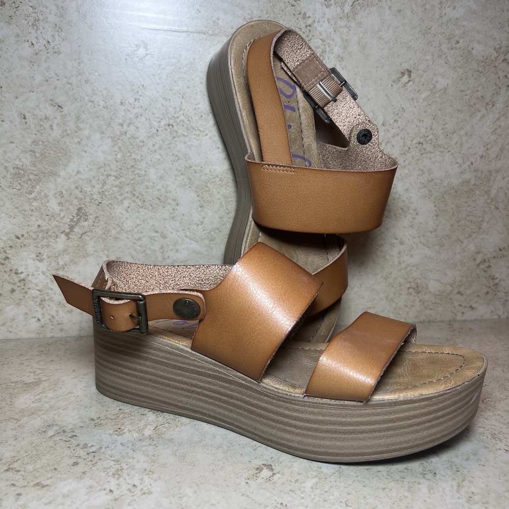 Blowfish Malibu Boho Brown Strappy Platform Sandals Comfortable Size 7 - Picture 1 of 11